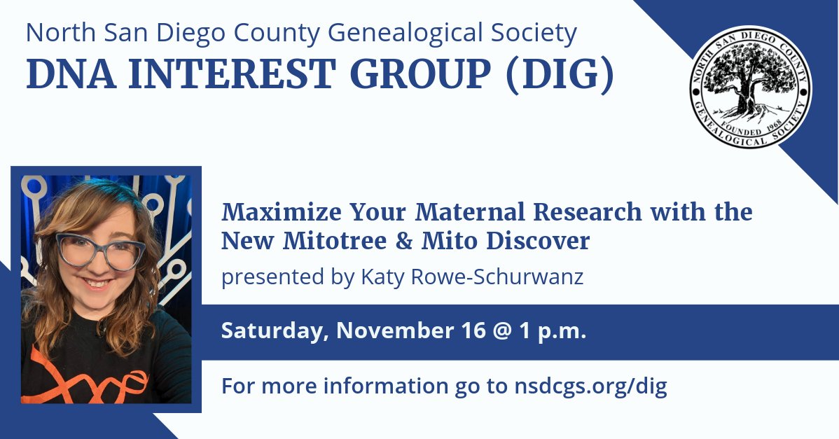 Free hybrid meeting. 
nsdcgs.org/dig/