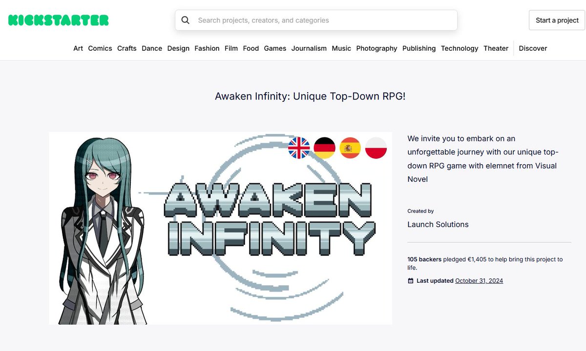KrolMichal's tweet image. Zakończyła się zbiórka na #Kickstarter na grę Awaken Infinity i napisać, że poszło przeciętnie, to nic nie napisać.. Launch Solutions (@launchsoleu) ustawiło pierwszy próg na 1000 euro i od 105 osób otrzymali 1405 euro. Daje to około 6116 zł.

#polskiegry #LaunchSolutions