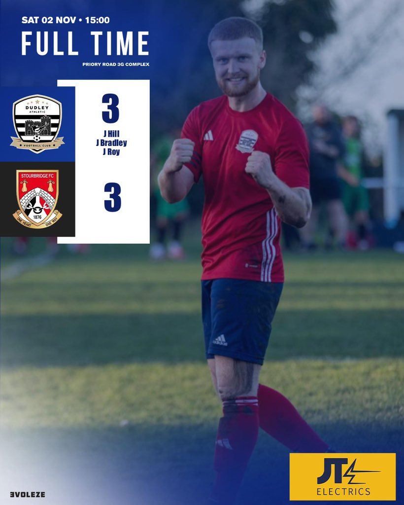 …and breathe! 😮‍💨 What a comeback! Trailing 3-1 with just 10 mins left, Dudley Athletic fought back to level it up. End-to-end action and a well-earned point! 💪🔥