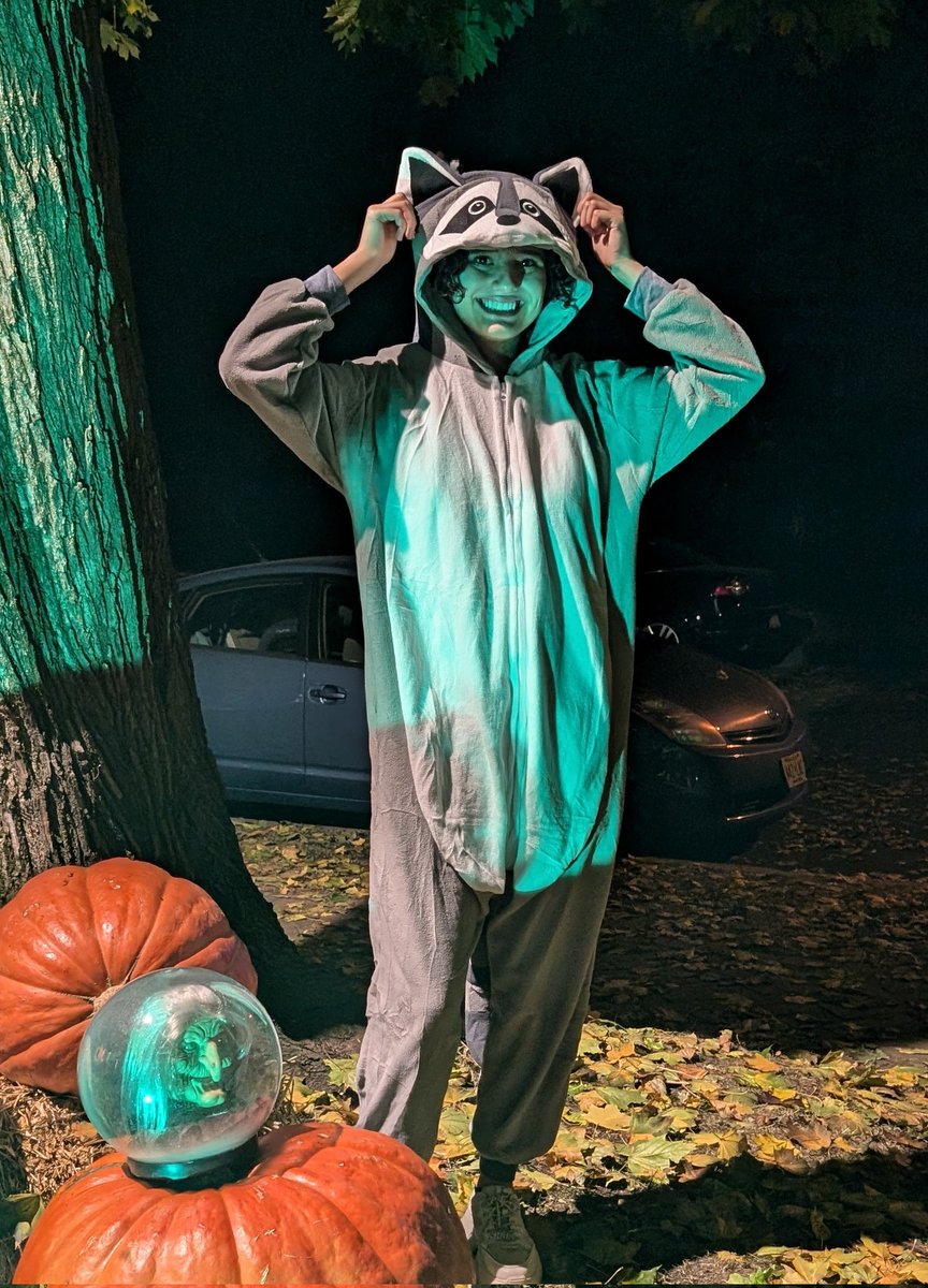 Halloween this year was SO FUN! 
I got to dress up at DC NextGen's mascot Raider Raccoon 🦝 
Before you ask, yes I will be bringing this onesie to Defcon too ✨
<a href="/DEFCONNextGen/">DCNextGen</a> <a href="/defcon/">DEF CON</a>