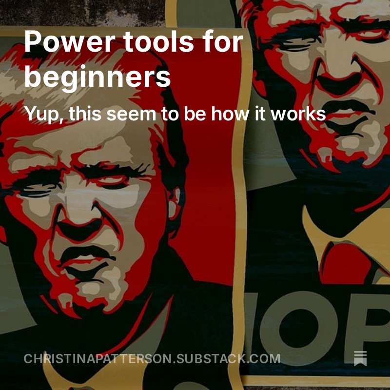 I am hardly daring to breathe. Are you? If you feel like this, do read my piece here. It's free to read and subscribe.

Power tools for beginners, by <a href="/queenchristina_/">Christina Patterson</a> open.substack.com/pub/christinap…