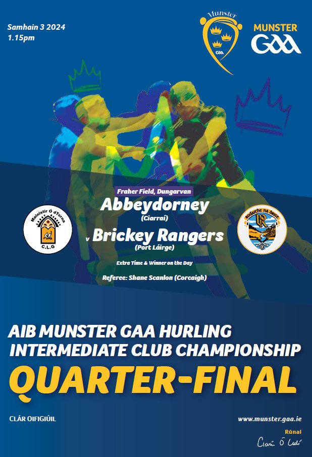 Waterford GAA (@waterfordgaa) on Twitter photo Programme Covers ahead of tomorrows AIB <a href="/MunsterGAA/">Munster GAA / Comhairle na Mumhan</a> Club Championship Fixtures
Tickets via munster.gaa.ie/tickets and participating Centra and Supervalu outlets.
Best of luck to <a href="/ballygunnerHc/">Ballygunner GAA</a> & <a href="/BrickeyRangers/">BrickeyRangersGAA</a> Programme Covers ahead of tomorrows AIB <a href="/MunsterGAA/">Munster GAA / Comhairle na Mumhan</a> Club Championship Fixtures
Tickets via munster.gaa.ie/tickets and participating Centra and Supervalu outlets.
Best of luck to <a href="/ballygunnerHc/">Ballygunner GAA</a> & <a href="/BrickeyRangers/">BrickeyRangersGAA</a>