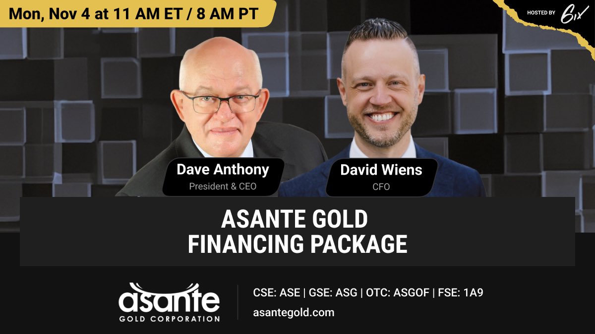 corpasantegold's tweet photo. CEO Dave Anthony and CFO David Wiens will host a live, interactive webinar on Monday, November 4th, at 8:00 a.m. Pacific time/11:00 a.m. Eastern time. Investors are invited to register using the link below.
https://t.co/MNkcwTuS2c https://t.co/m09wUsbBwl