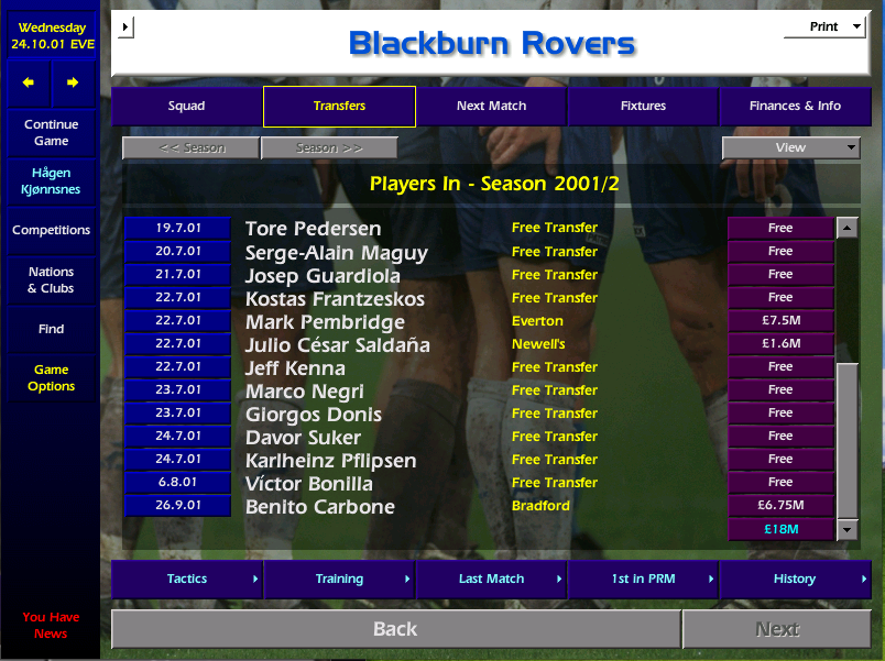 CM0102Federico's tweet photo. @StokieChampMan @CmMourinho Never in doubt 😅

Hope you get more value for money than me, because Everton tricked me to spend £7.5M on Mark bloody Pembridge.

Gazza refused me, you see, and Scott Gemmill was always a no go https://t.co/tWzK5ywdQN