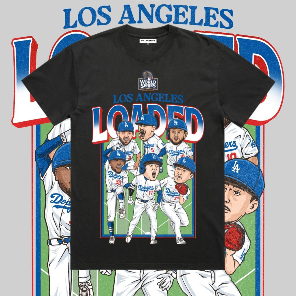 fullyloadedLA_'s tweet image. Los Angeles is LOADED! 🏆
We’re celebrating the champs with a limited run of the LA LOADED World Series tee! Available in kids’ sizes too.
Rep the LAnd and grab yours while we still have them:
🛒fullyloadedclothing.com
Our time. Our team. Our city!