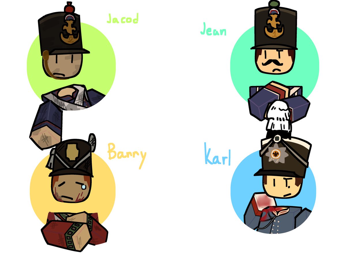 wth5666's tweet photo. ฉันแยกเป็นรูปภาพออกมา!  :D #gutsandblackpowder #roblox #barry #jacod #Jean #karl https://t.co/2JES77VMHQ