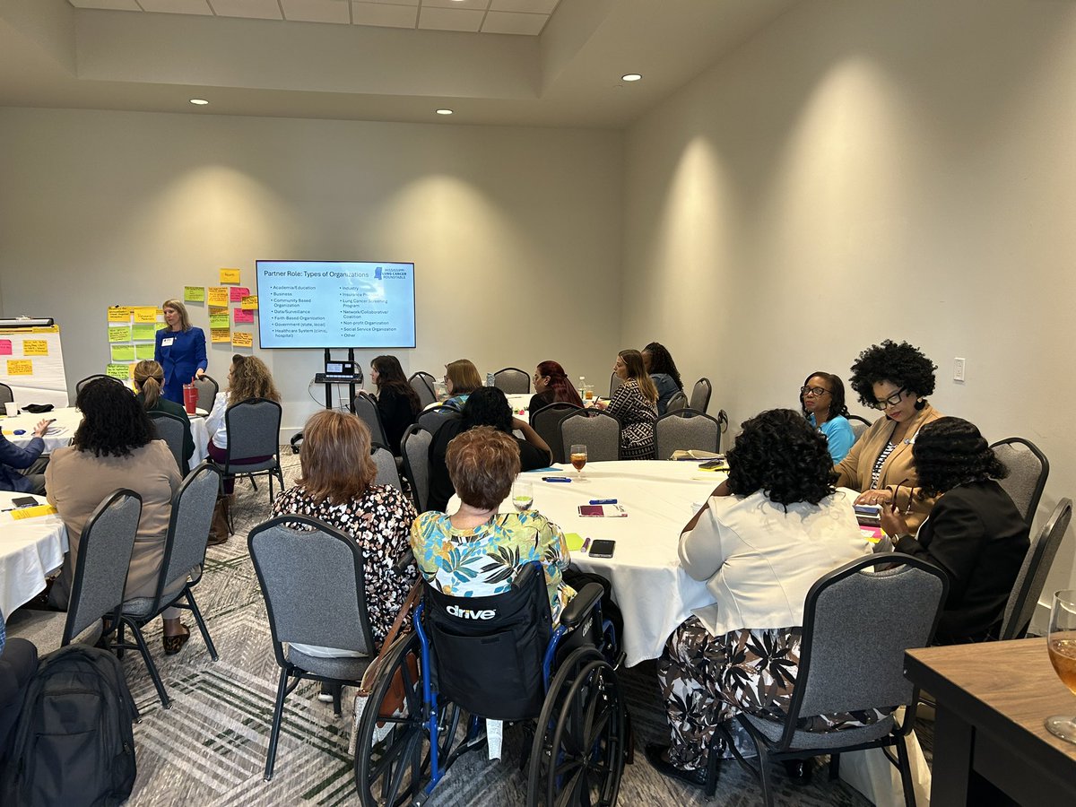Community Track underway with a lot of great brainstorming. With @amyelli2689191 and <a href="/JenniferKnight/">JenniferKnight</a> moderating. 

<a href="/NancySm70596193/">Nancy Smith</a> #MSLCRT2024 <a href="/AmericanCancer/">American Cancer Society</a> <a href="/PierredeDelva1/">Pierre de Delva</a> 
<a href="/JenRedKnight/">Jennifer R. Knight</a> #NSCLC #Biomarkers #CancerScreening #EarlyDetection #MSLCRT24