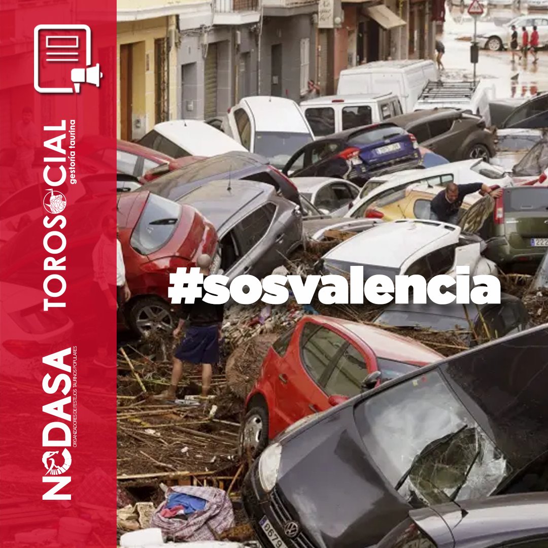 📣 COMUNIDADO OFICIAL 📰

Desde <a href="/nodasafestejos/">NODASA</a> y @torosocialgestion nos sumamos a la avalancha solidaria con el pueblo valenciano, donde tenemos numerosos amigos y compañeros a quienes mandamos nuestro cariño en estos momentos tan difíciles.

#FUERZAVALENCIA #SOSVALENClA