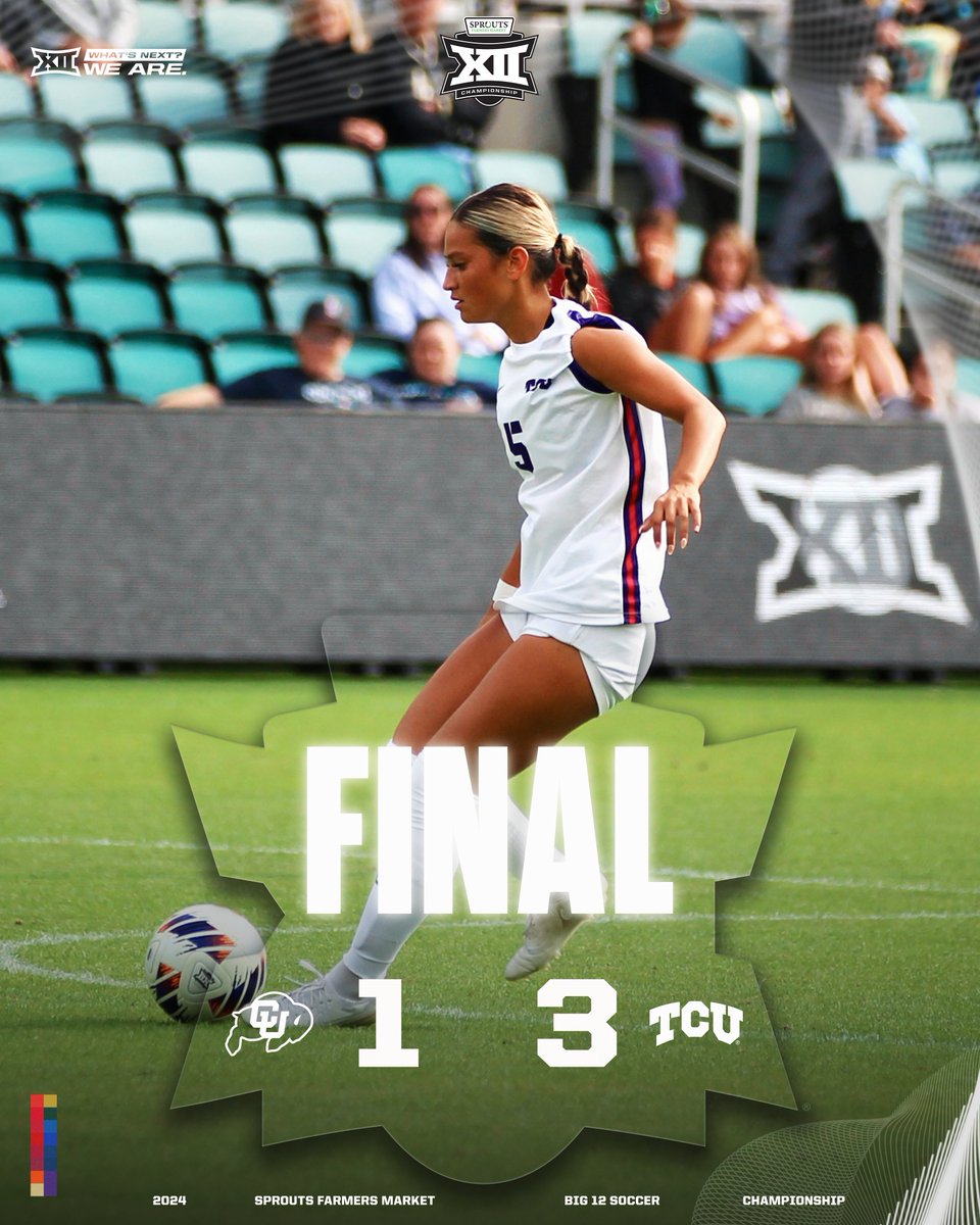 Top Frogs 🐸

No. 1-seed <a href="/TCUSoccer/">TCU Soccer</a> opens up its trip to the 2024 Sprouts Farmers Market Big 12 Soccer Championship with a quarterfinal W.

The Horned Frogs will face No. 4-seed BYU in the semifinal round on November 6

#Big12SOC | <a href="/sproutsfm/">Sprouts</a>