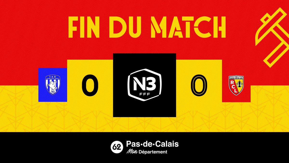 RCLens's tweet photo. 🏁 Un bon point chez le dauphin. Face à une prudente équipe de Drancy, la #N3 lensoise montre un visage sérieux et décroche le nul.
JA Drancy 0⃣-0⃣ RC Lens
#JADRCL #MadeInGaillette https://t.co/qk1Ga8tmIY