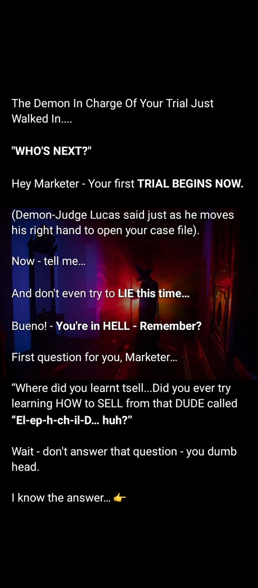 _truthcopy's tweet image. WHEN MARKETERS DIE 👺😈👺
.
.
.
.
.
.
. 
FIRST TRIAL JUST STARTED.

Hint: This is a series on my WhatsApp status.