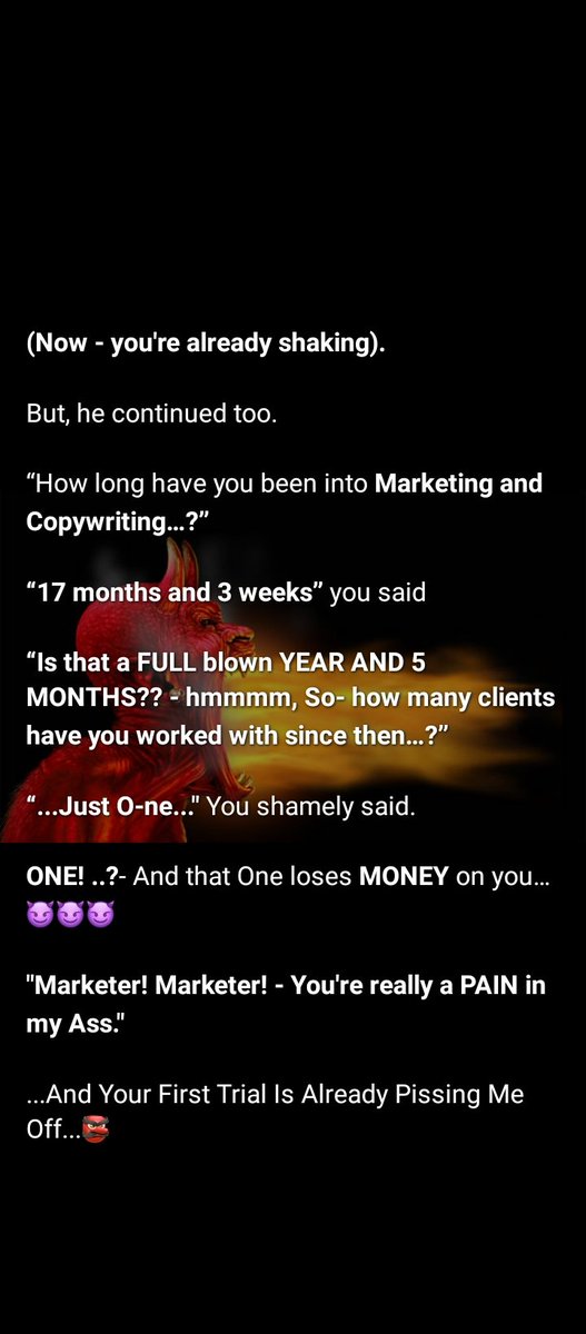 _truthcopy's tweet image. WHEN MARKETERS DIE 👺😈👺
.
.
.
.
.
.
. 
FIRST TRIAL JUST STARTED.

Hint: This is a series on my WhatsApp status.