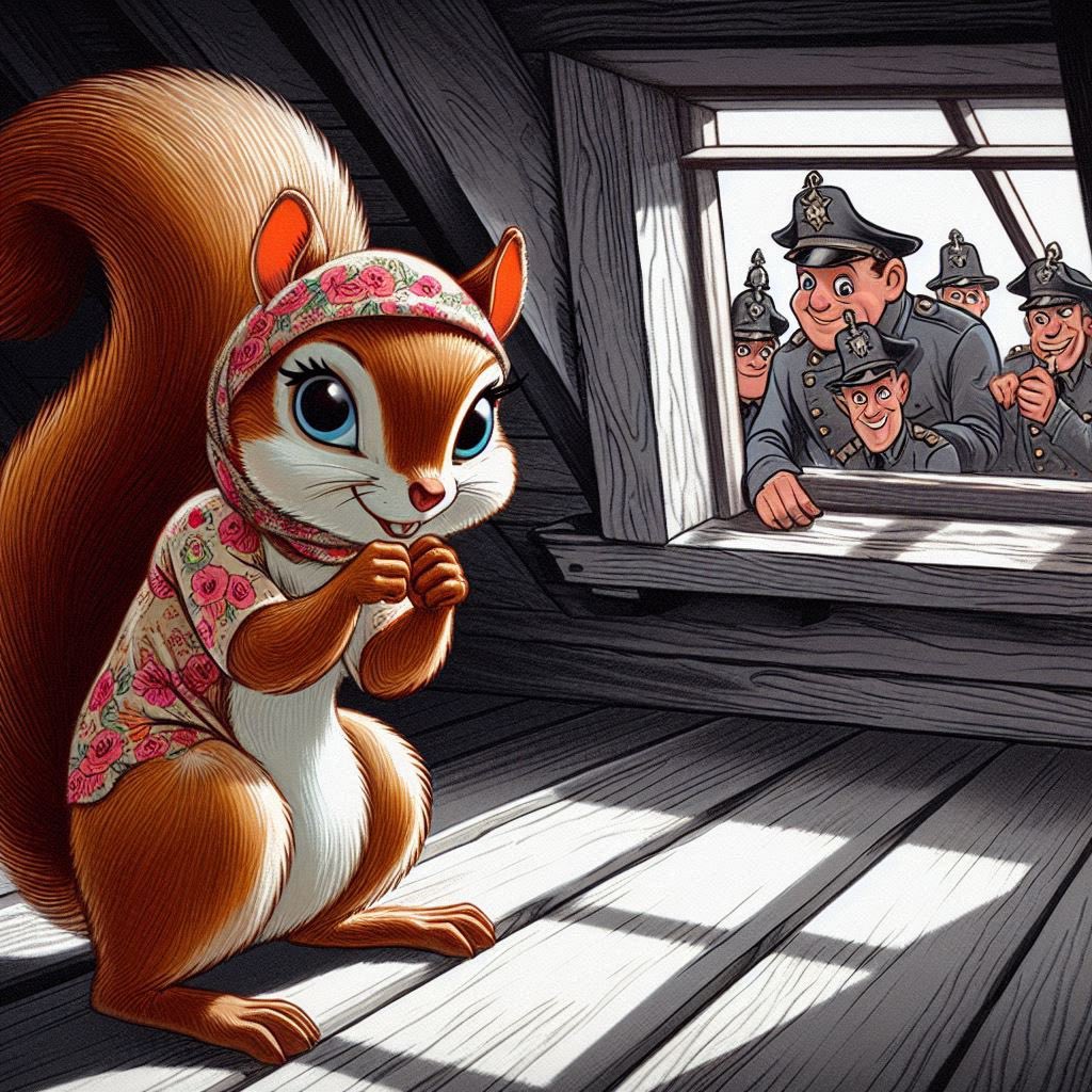 PlatoonPod's tweet image. Pitch: an animated movie, in ‘60s Disney style, based on the story of Anne Frank — where Anne is a squirrel and the villains are the jackbooted thugs of The New York state Department of Environmental Conservation.