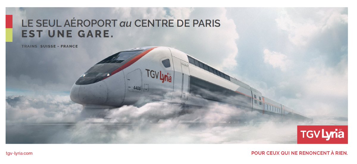 "The only airport in the centre of #Paris ... is a train station."

Very smart branding for high-speed rail from Lyria, the TGVs that run from #Switzerland to #France.

Downtown-to-downtown service.

(The world is moving forward. North America is stuck in the past. For now.)