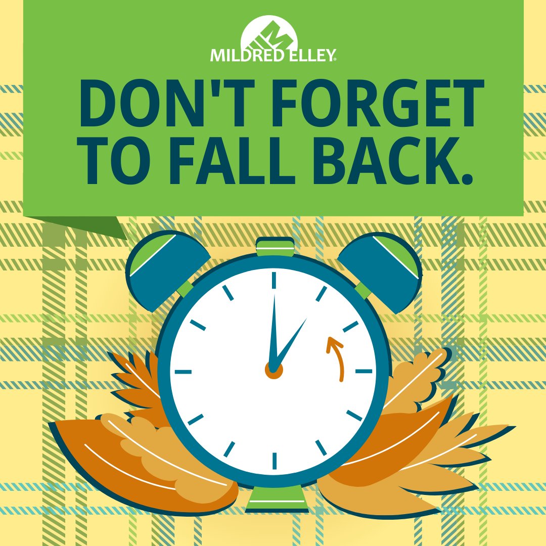 MildredElley's tweet photo. Don't forget to set your clocks and "fall back" one hour on Sunday! Daylight Savings ends tomorrow at 2 AM. https://t.co/D3Xan2CdjJ