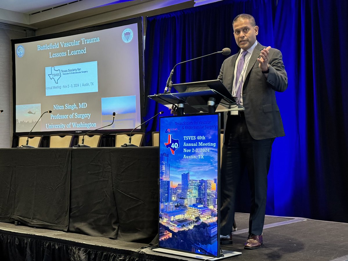 Dr. Niten Singh gave the Buckley lecture at TSVES - discussing his military experience with vascular injuries.