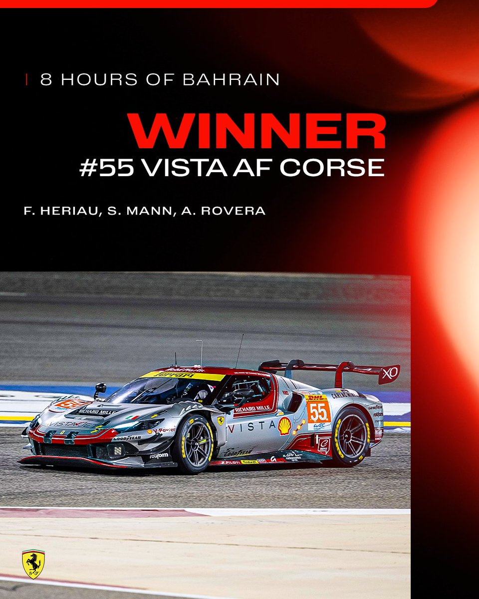 Ending the #WEC season in style! 🏆

What a win for Car #55 in Bahrain 🇧🇭

<a href="/FIAWEC/">FIA World Endurance Championship</a> #8HBahrain #Ferrari296GT3 #FerrariEndurance #FerrariRaces