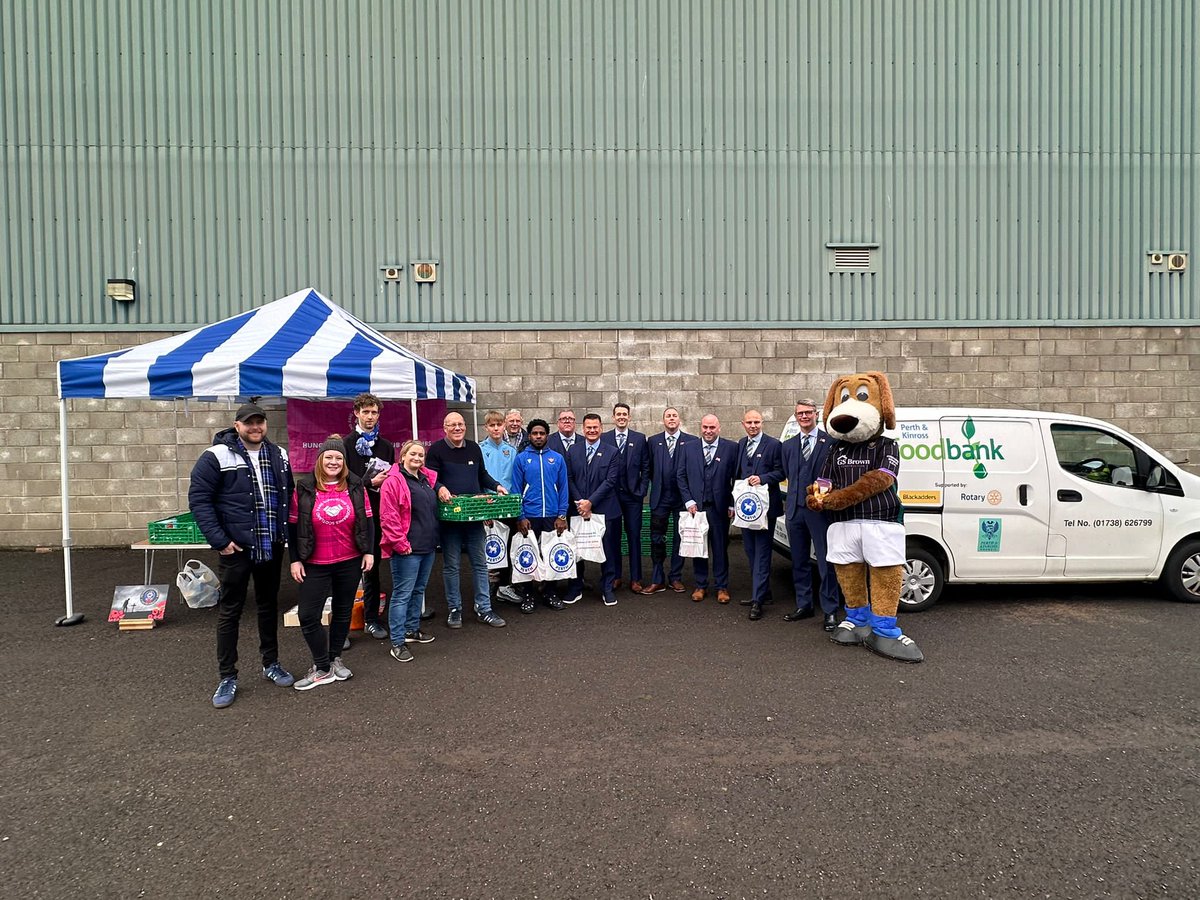 What a day!!! Can't thank everyone enough for the way you responded to our FOCUS ON FOODBANKS DAY at the
<a href="/StJohnstone/">St. Johnstone FC</a> v <a href="/JamTarts/">Heart of Midlothian FC</a> match. 
Approx 80, yes 80!!! crates full of food &amp; toiletries &amp; a fantastic cash collection for <a href="/KinrossPerth/">Perth & Kinross Foodbank</a> Foodbank
#HungerDoesntWearClubColours