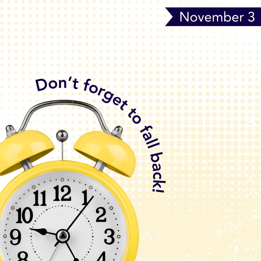 Reminder to set your clocks back an hour as Daylight Savings Time ends tonight!