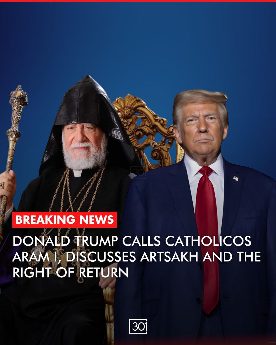 301arm's tweet photo. BREAKING:Former President Donald Trump and His Holiness Aram I - Catholicos of the Great House of Cilicia - discussed Artsakh’s rights, status, and return during a call initiated by the Republican presidential candidate. 

According to an official statement from the Holy See of Cilicia, His Holiness Aram I expressed his appreciation for Mr. Trump’s public statement of support for the Armenian people and stressed the vital importance of U.S. global leadership at this critical time. His Holiness conveyed his strong expectation that with a new Administration the United States will deal seriously with the Artsakh issue – particularly with respect to ensuring the right of return for Artsakh’s Armenians, international guarantees for security and status, and accountability for ethnic cleansing. Furthermore, His Holiness voiced his expectation of robust Armenian representation under a new Administration, and the need for open dialogue with the Armenian Eastern and Western Prelacies of the Armenian Apostolic Church of America and the Armenian National Committee of America.

This follows a recent post by former President Trump rebuking the Biden-Harris Administration's failure to prevent the ethnic cleansing of Artsakh's Armenians, and committing to supporting peace in the region.

The ANCA has consistently engaged with both campaigns to elevate Artsakh to the national policy stage and welcomes the statements of support by both candidates on issues of concern to Armenian American voters. The ANCA has declined to endorse either candidate given the Trump Administration's provision of military assistance to Azerbaijan in the lead up to the 2020 Artskah War, and the Harris-Biden Administration's failure to prevent or respond to Azerbaijan's blockade and ethnic cleansing of Artsakh last year. The ANCA stated that it remains engaged with both candidates to ensure they act on their commitments to the Armenian-American community after Tuesday's elections.