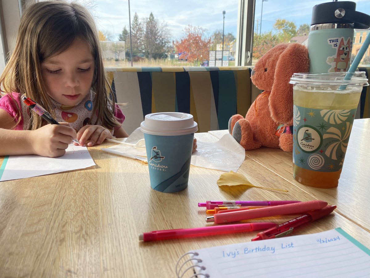 VERY serious birthday planning date with Tall™️ for Small™️ while Small™️ and Finale™️ snooze. 

2 days after Halloween and <a href="/cariboucoffee/">Caribou Coffee</a> is rocking the Christmas tunes and swag, including a Pup Cup ornament. You bet your wagging tail I’ll be back for that! 

Also, HB Poptart!