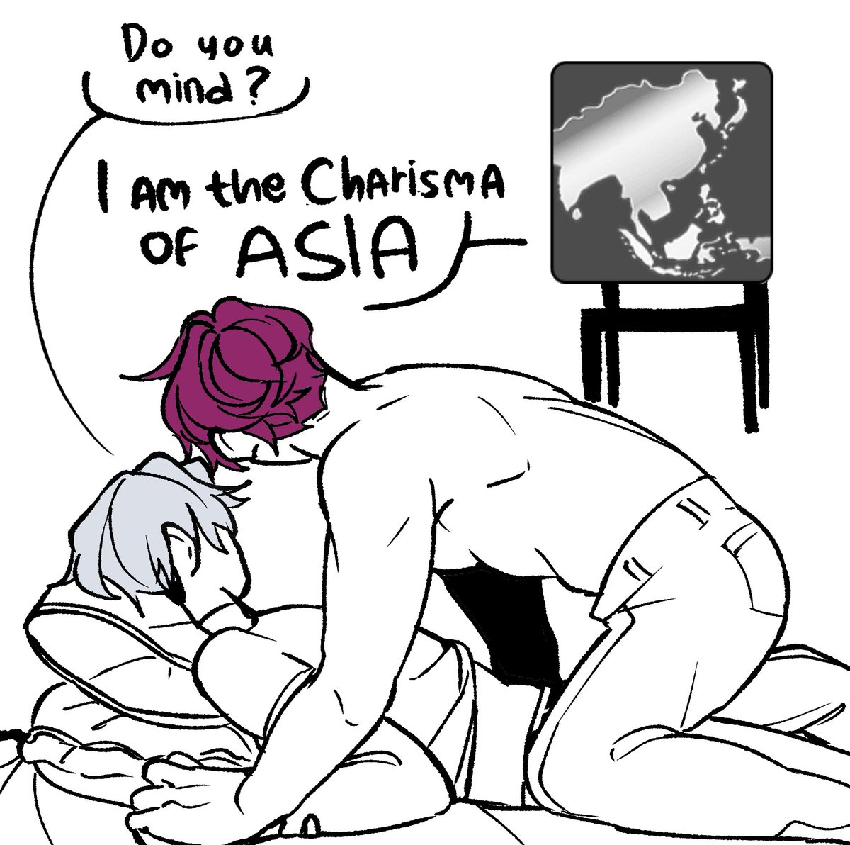 the CONTINENT OF ASIA sits in the CUCK CHAIR