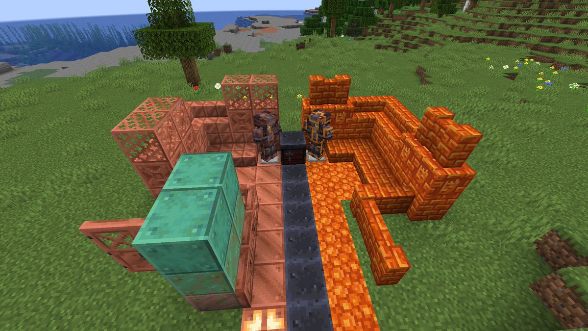 InBetweenFates's tweet image. Some people think Resin is an off-brand copper block...I STRONGLY DISAGREE❌📷

They are clearly two different types of blocks that only share a color...WHICH even then they are drestically different shades!!
#Minecraft #MinecraftUpdates #YouTube
