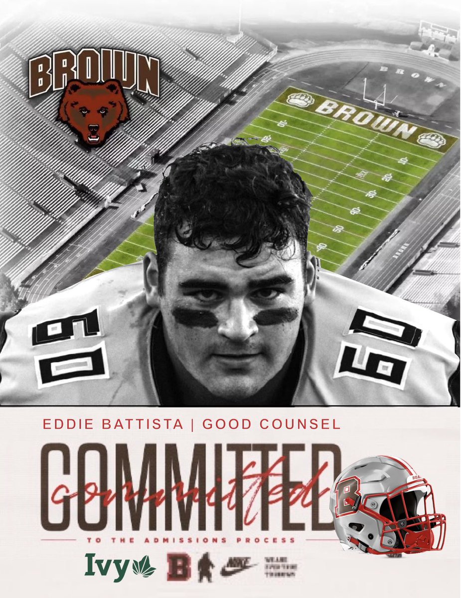 Let’s make it official! I am beyond proud to announce my commitment to the admissions process at Brown University!

Thank you <a href="/BrownU_Football/">Brown Bears Football</a>, <a href="/CoachEMorrissey/">Eddy Morrissey</a>, and <a href="/BrownHCPerry/">James Perry '00</a> for this opportunity! Go Bears!

<a href="/FATboysOLine/">Coach Mike Dillon</a> 
<a href="/gcfootball/">GC Football</a>