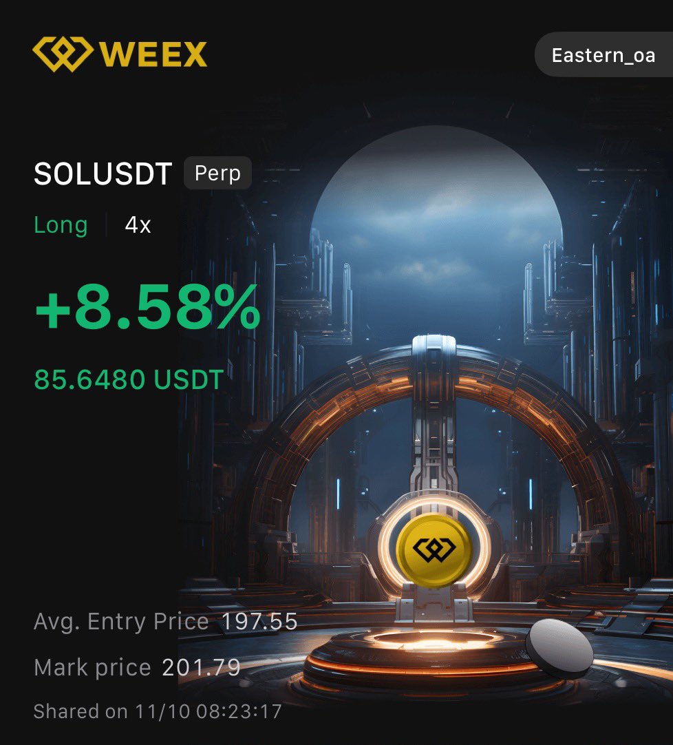 eastern_oa's tweet photo. Gm 😬 $SUI is absolutely a beast 🐒

Day 2 #CCCC 

We going up ⬆️🆙 $BTC $SOL 

#Cryptocurrency #Dubai #CCCCLive #Bitcoin #Solana #SUI #Altcoins #Altcoins #WEEX https://t.co/K54NRfEF0q