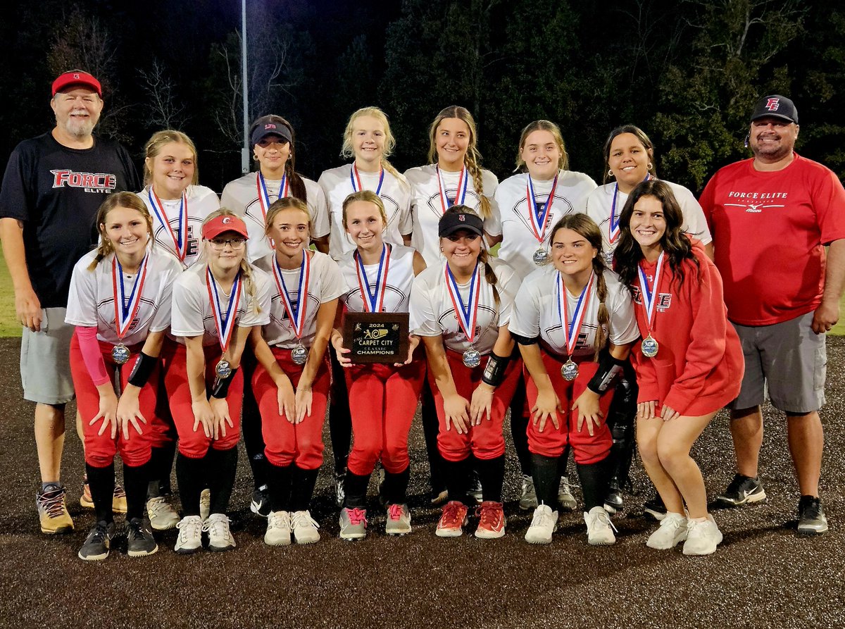 ForceElite2027's tweet photo. What a day!!!  The FE girls had a rough start, but turned it all the way up to finish the day.  They outscored their opponents by more than 7 runs per game on their way to being crowned PGF Carpet City Classic Champs!  #GoForce