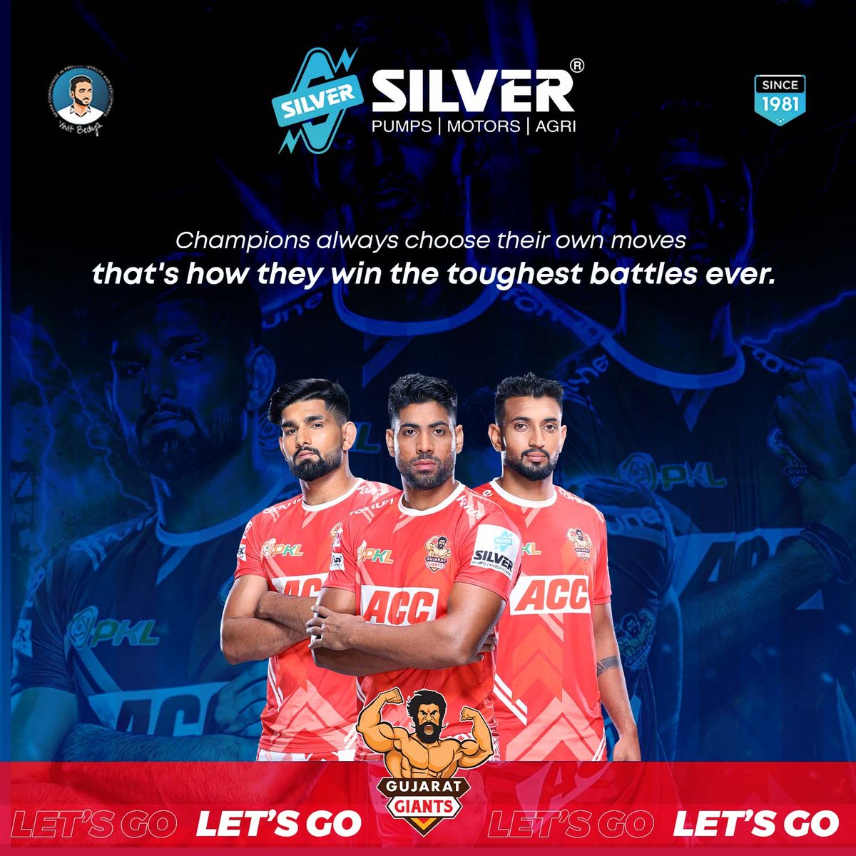 Vinit_Bediya's tweet photo. The battles are tough so that the champions motivate themselves to find the silver lining behind the darkest clouds. 

All the best to @GujaratGiants. 

May you be superb in @ProKabaddi 11.  

#GujaratGiants
#GarjegaGujarat
#Silver
#VinitBediyaofficial https://t.co/UZYCAQi7n0
