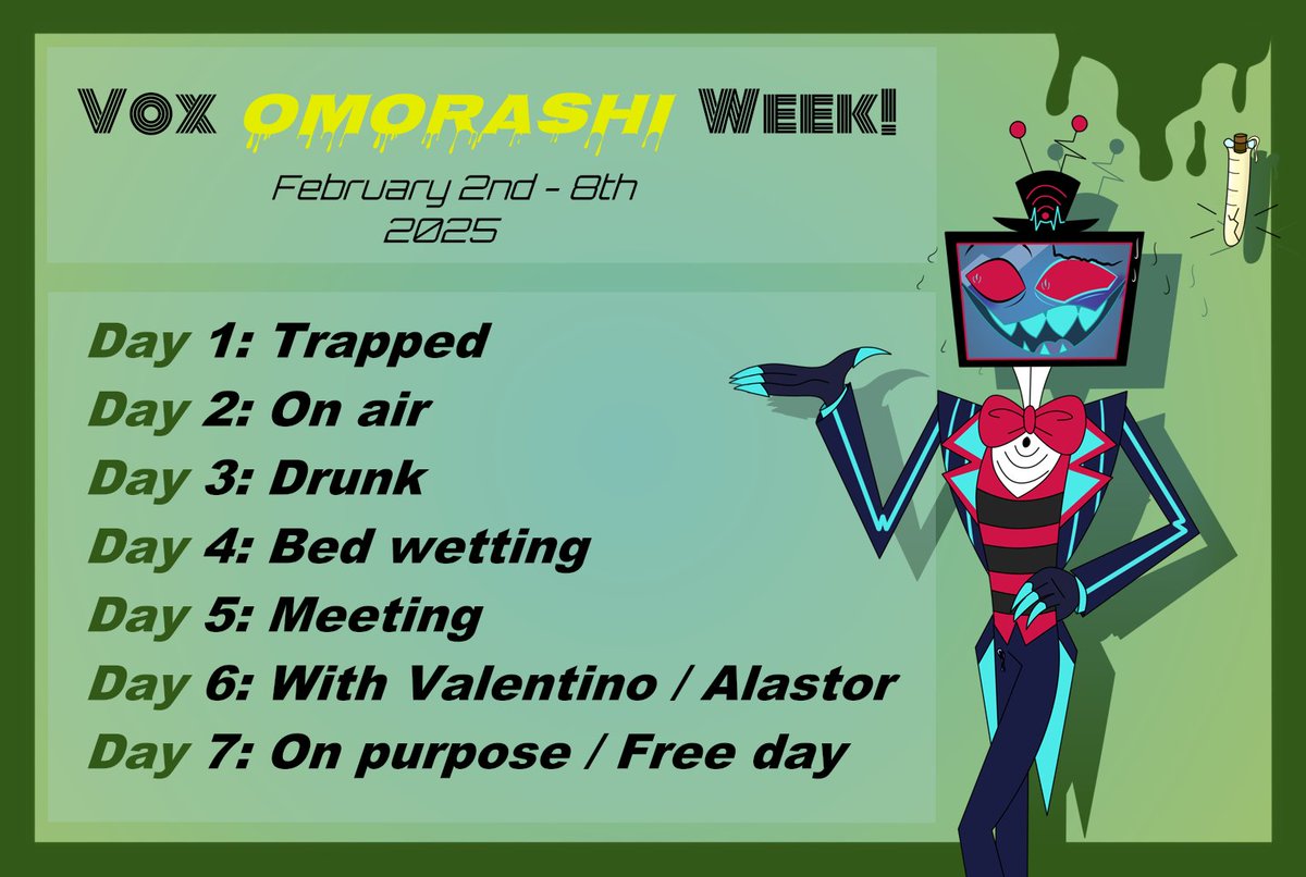 Voxomoweek's tweet photo. And we are live! #Voxomoweek is Official! other kinks are welcome, as long as piss is involved. I will retweet all the art and fics here https://t.co/EUIaaDPVsn