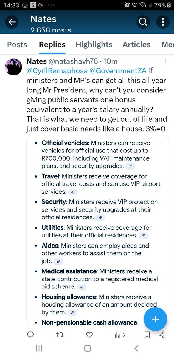 natashavh76's tweet photo. @SadtuNational and other unions we don't want 3% increase and we don't want our pension because SARS is eating more then we do. We want a service bonus equivalent to a year's salary. That would help us out of debt. It is time unions ask us what we need and fight for that. https://t.co/R7YDpby0Wn