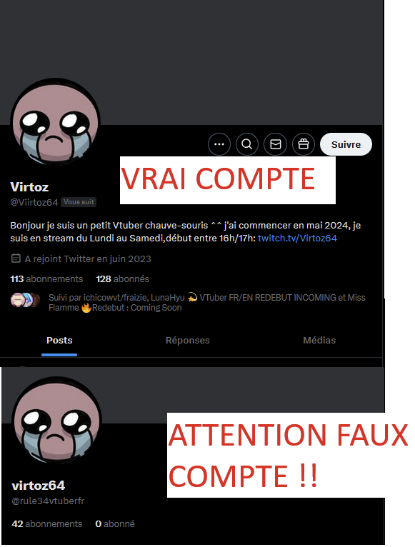 jojo58fr's tweet photo. 🚨 INFO A SAVOIR URGENTE
rule34vtuberfr est un compte qui fais de l'usurpation d'identité et vise les #vtuberfr. 

Faites attention quand vous voyez des comportements  ou comptes chelou, petit rappels à tous les créateurs, oubliez pas de bien check si c'est une vrai identité ou non. N'intéragissez pas avec la personne, ça sert à rien, un petit blocage et hop ! Ces comptes types ne s'attendent que aux réactions. Un petit rappel sur la prévention fais jamais de mal.

Le post est à faire RT/Like pour aider tous les créateurs, surtout nouveaux, contre ces vagues de faux-compte (vu le style encore fais par dispods ou scorpion2lol, soyez vigilant)