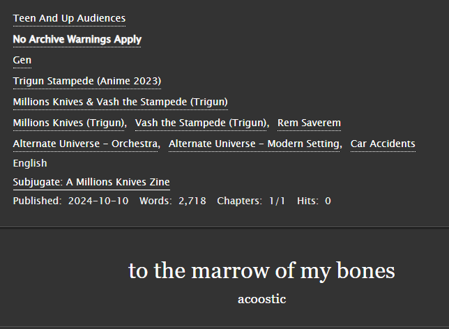big news! i finally remembered to finish posting my piece for <a href="/kniveszine/">Subjugate Zine 🔪 THANK YOU FOR YOUR SUPPORT!</a> on ao3 for everyone to read!

it was such a joy to work on this, and big props to <a href="/CipherSeekerX/">Xan | 🔞 Cipherseeker.bsky.social</a>'s art that goes along with this.

fic link and link to the ongoing leftovers sale below!