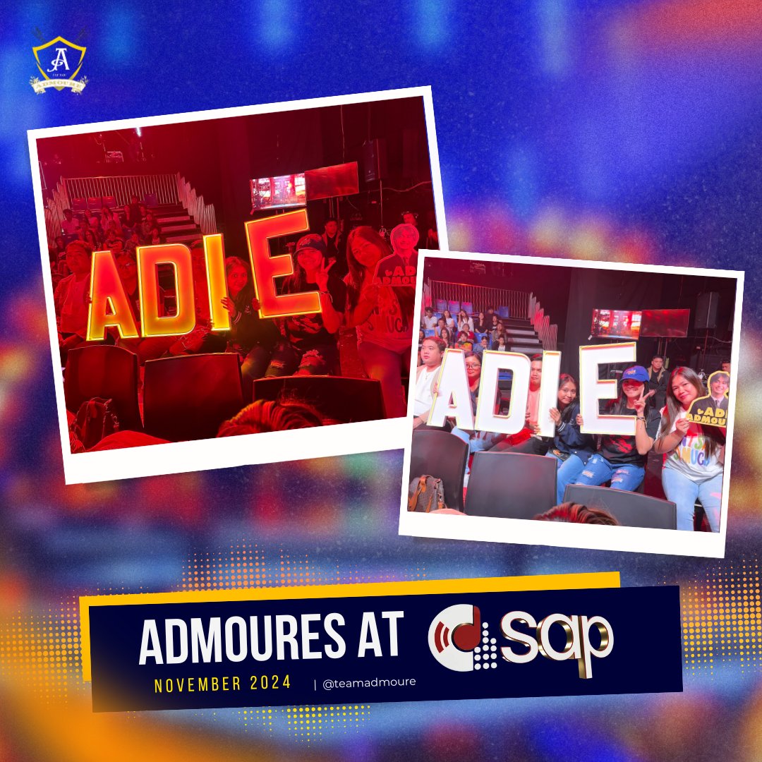 TeamAdmoure's tweet photo. 241110 [EVENT HIGHLIGHTS]

Adie serenaded his ‘Nobya’ live on #ASAP! 🌺 ADMOURes were there to enthusiastically cheer for him. 

Thank you for having Adie on the show, @asapofficial. ✨

#Adie | @adadieee 
#NobyaNiAdie #Nobya 
#ASAPRocks 
#OCrecords | @OCRecordsPH 
#ADMOURE (1/2) https://t.co/PfTlXvQzyj