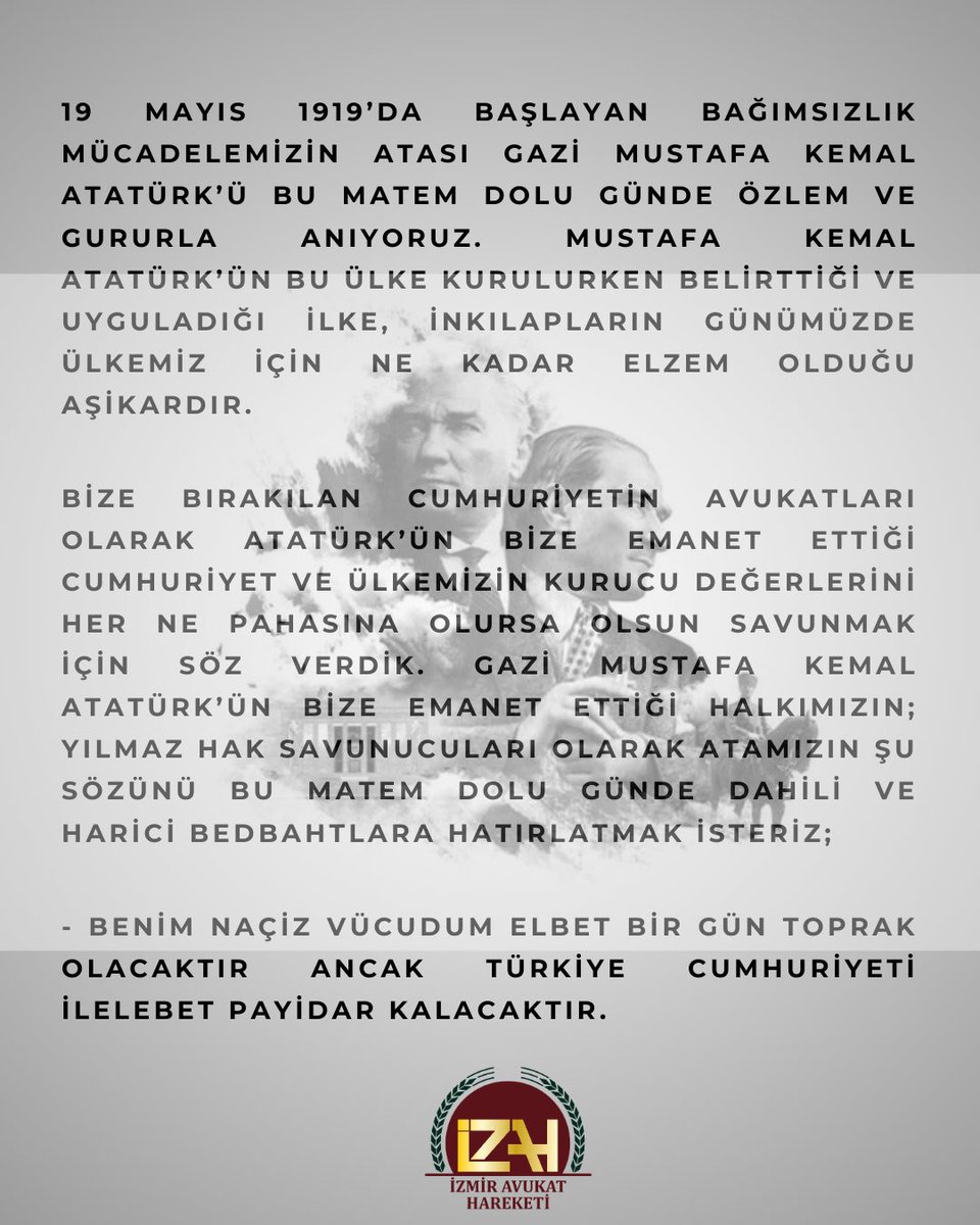 ULU ÖNDERİMİZ MUSTAFA KEMAL ATATÜRK’Ü SAYGI, ÖZLEM VE MİNNETLE ANIYORUZ..