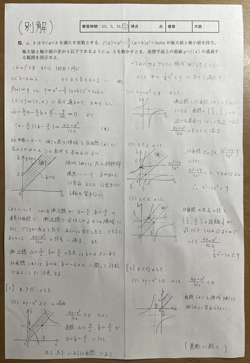 KouA_moon's tweet photo. ６番の最後の方で積分し忘れると言う初���的かつ致命的なミスをしています https://t.co/DV9zK2JMH9