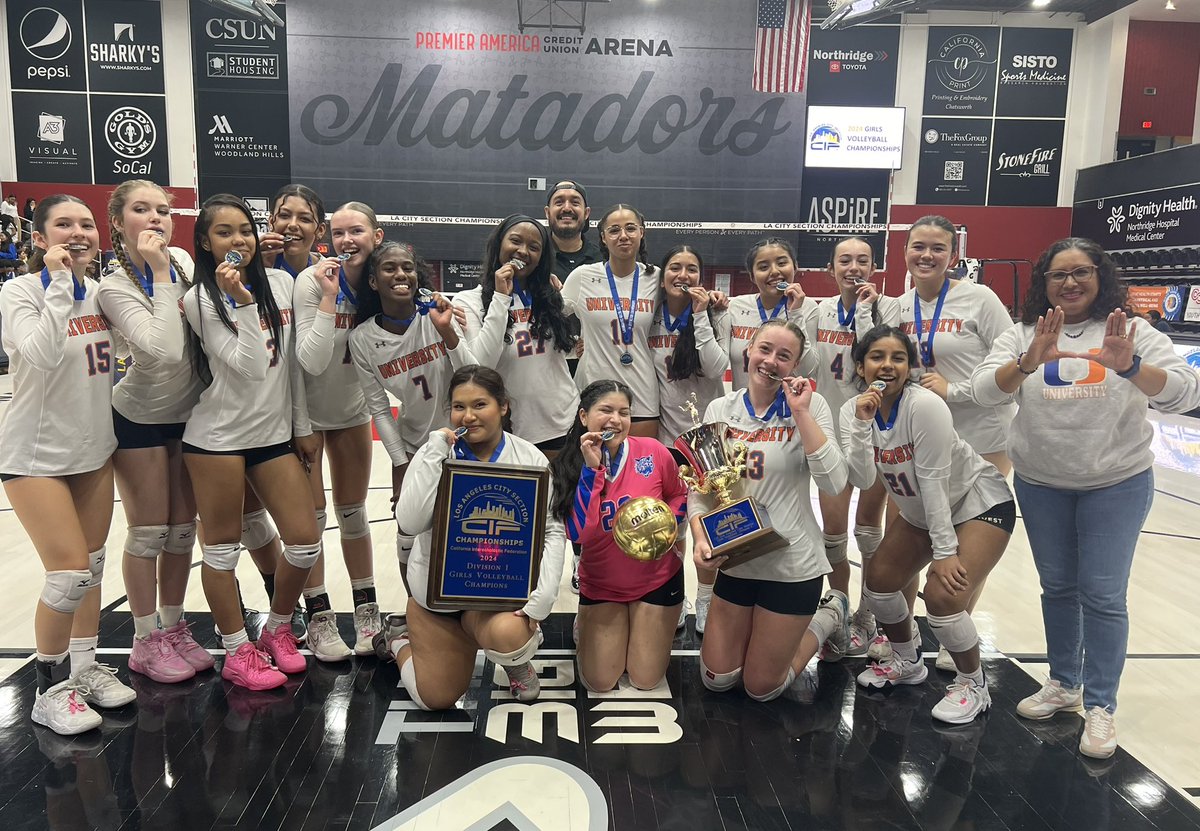 Girls Volleyball Division I: 🏐

University 3 🏆

Los Angeles CES 1

25-15, 24-26, 25-15, 25-16

Congratulations to the Wildcats on their fourth title! 👏👏👏👏