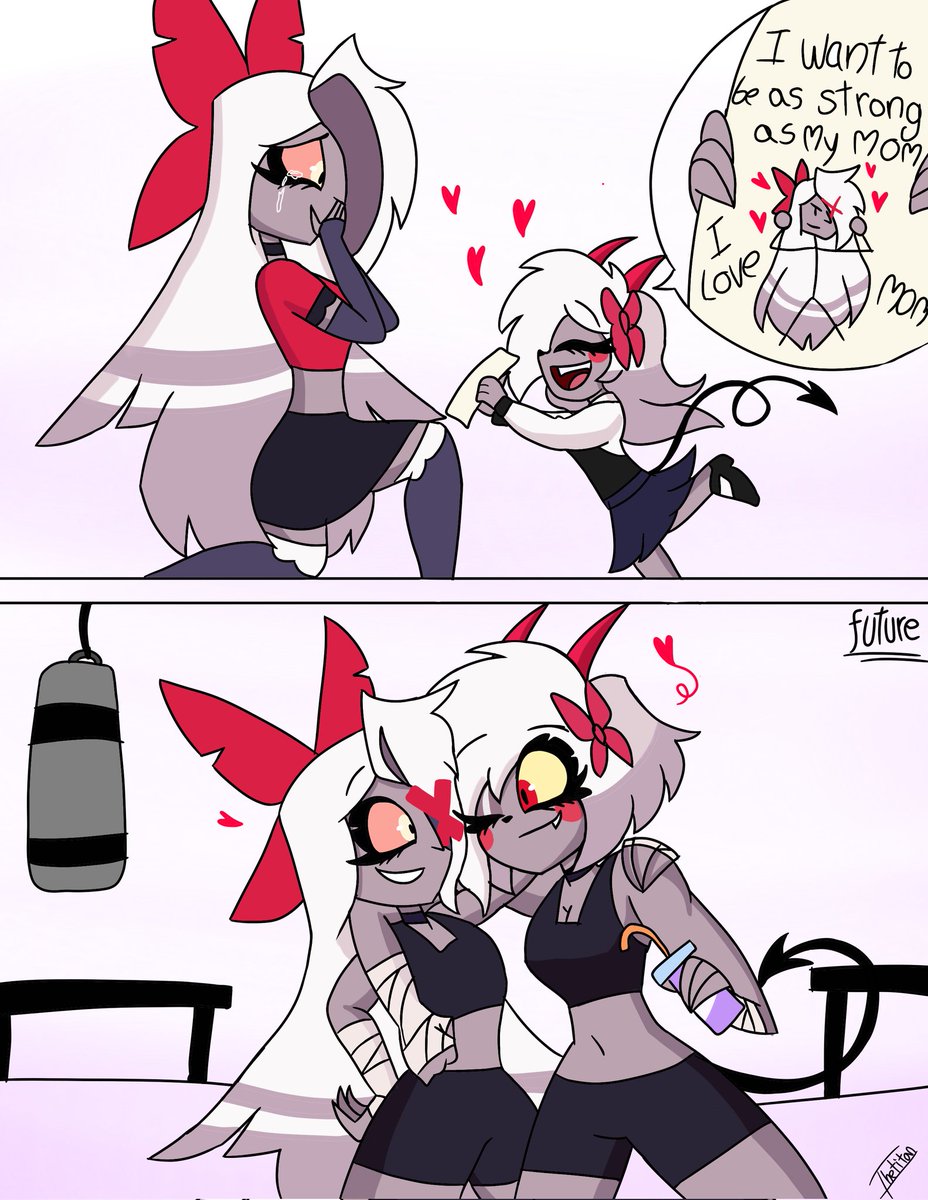 thetitn20119578's tweet photo. He wants to be as strong as his mommy💕💕 #HazbinHotel #chaggie #CharlieMorningstar #vaggie #hazbinhotelseason2 https://t.co/3QU28Jyqst