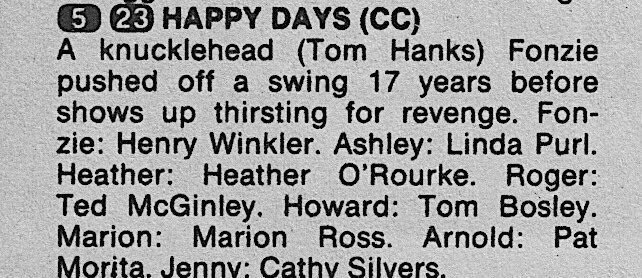 📺ABC Primetime, November 9, 1982:

— 'Happy Days' guest-starring Tom Hanks