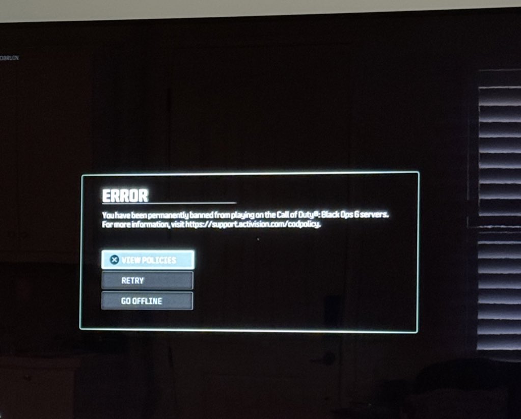 gingerbredbruin's tweet photo. @ATVIAssist @Treyarch First time logged in, reported been banned. Just purchased game, did not play beta. Repeals/support site not working. #blackops6 https://t.co/MLKuuDctue