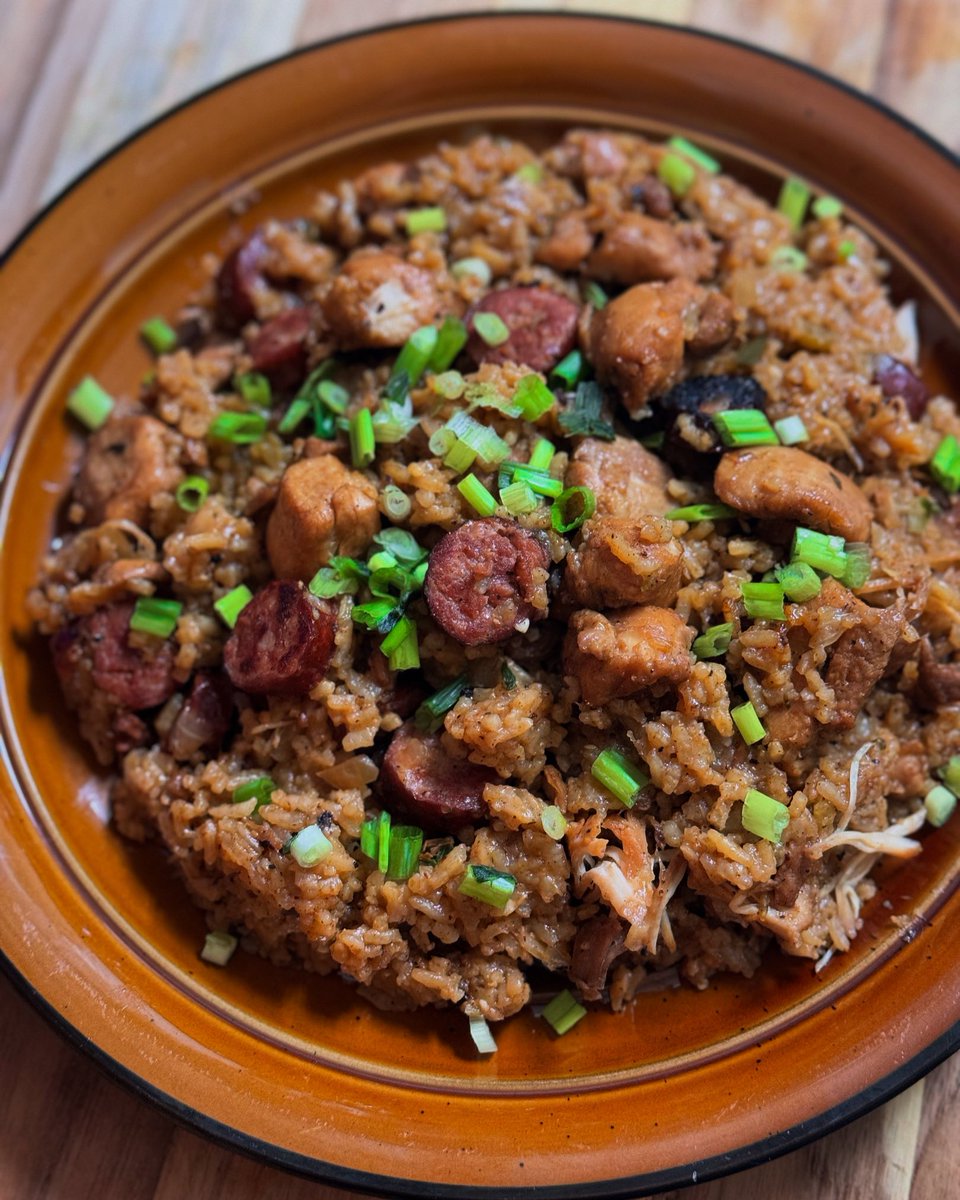SlouchyBearTV's tweet photo. Whipped up a nice lil pot of Cajun Jambalaya for the LSU bama game. GEAUX TIGERS #jambalaya #cajuncooking #lsugameday #geauxtigers https://t.co/u3np7nkC8r
