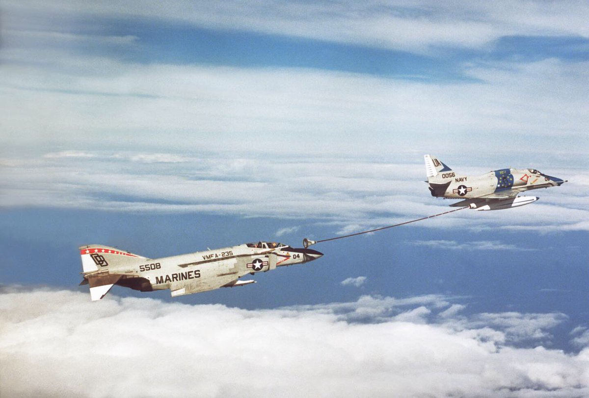 Boneyardsafari's tweet photo. Even Marines need Navy aerial support! #a4 #a4skyhawk #VC1 #F-4J #VMFA235 #marineaviation #usmc #flynavy #aviationsafari #aviationpreservation #boneyardsafari #aviationadventures https://t.co/yMWPi7U5nY