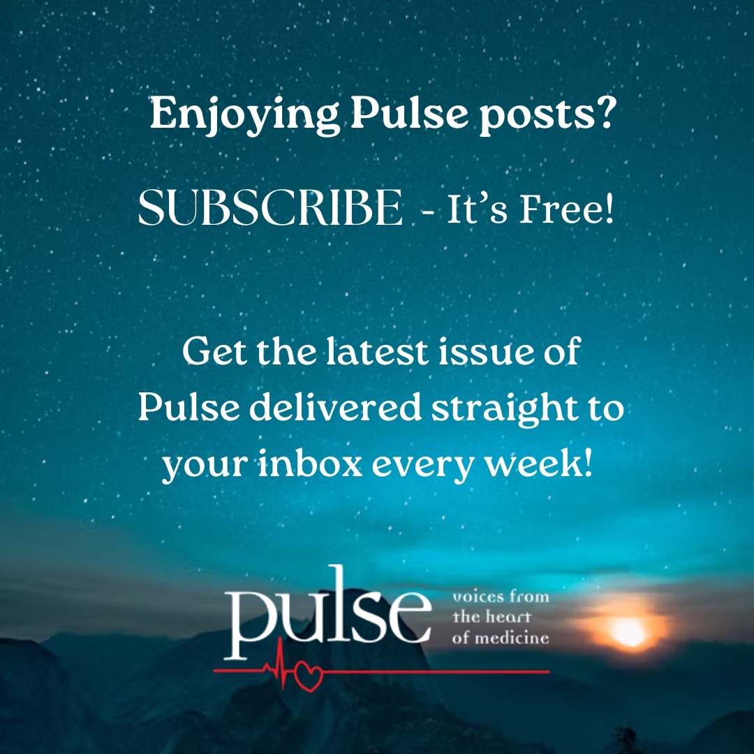 Did you know you could receive Pulse stories, artwork, and poems straight to your inbox every week just by subscribing with your email? And it's free!
Visit pulsevoices.org/index.php/subs…

#healthcareheros #healthcarehero #healthcareher #SUBSCRIBERS #premedical #art #artist #writing