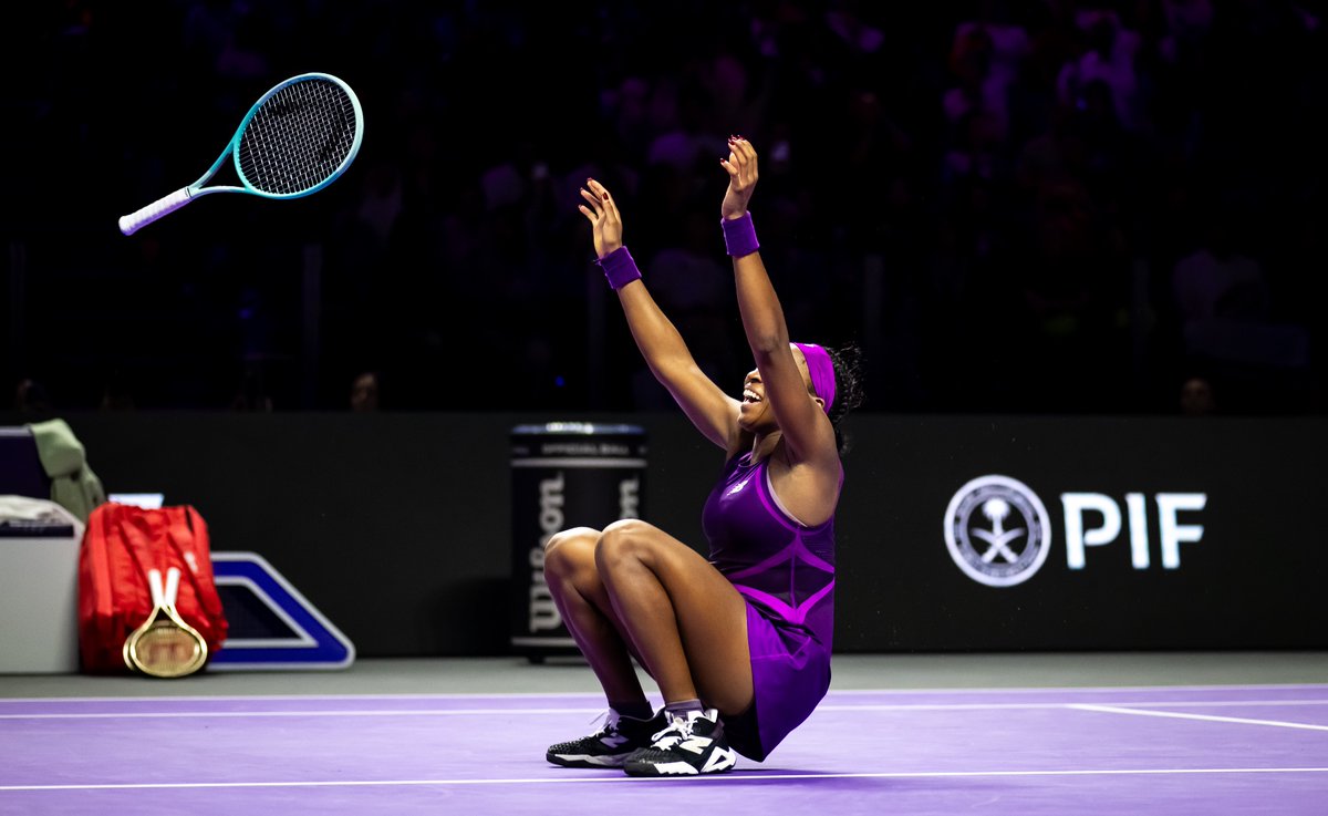 CocoGauff's tweet photo. tyler tried to tell ya’ll🤷🏾‍♀️🗣️

In all seriousness, I’m so grateful for all the support the last few weeks. Getting to win the last tournament of the season and it also being my second biggest title of my career so far is insane. Wow WTA FINALS CHAMPION🤯 
All glory to God truthfully 🙏🏾 I ‘m eternally grateful for the life I get to live and to have moments like this makes all of the hours/sacrifice I put into this worth it. time to rest for a little bit but then it’s back to grind for the year’s szn😈⏳