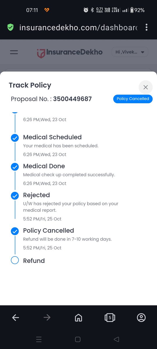 vivekcet's tweet photo. @Insurance_Dekho I doubt if it's a  genuine company. I'm yet to get the refund for a rejected health insurance policy, even after 15 days. Very poor service. https://t.co/uAUBjZojvR