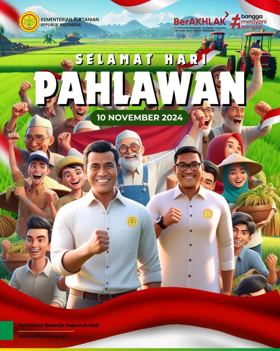Selamat memperingati Hari Pahlawan, 10 November 2024! 

Pejuang terdahulu telah berperang untuk merdeka, kini saatnya kita meneruskan perjuangan untuk kemajuan Indonesia. Bahu-membahu kita jaga ketahanan pangan bangsa. Bangsa yang kuat ialah bangsa yang berdaulat dalam pangan.