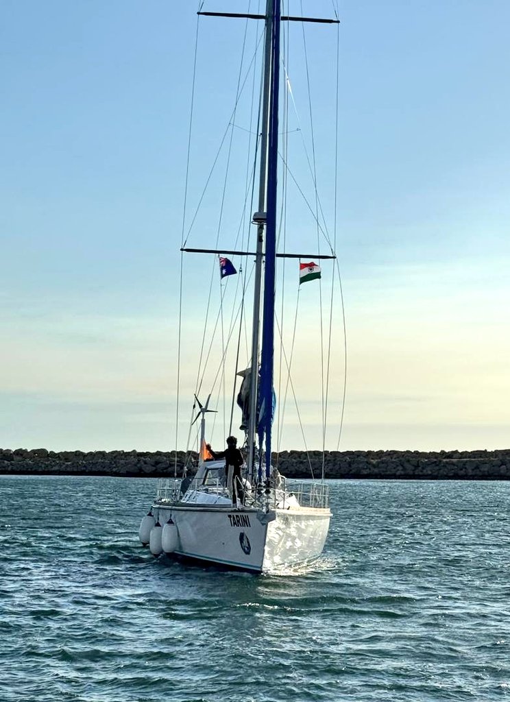 CaptDKS's tweet photo. #NSP2 #INSVTarini Our girls Dilna &amp; Roopa both LtCdrs, after weathering the seas for 38 days, make a scheduled port call at Freemantle Australia. Leg 1 successfully ✅. Take rest &amp; prepare for Leg 2 of the voyage. All the very best from all of us @BharatShaktiBSI @indiannavy https://t.co/1xopaLq1sr