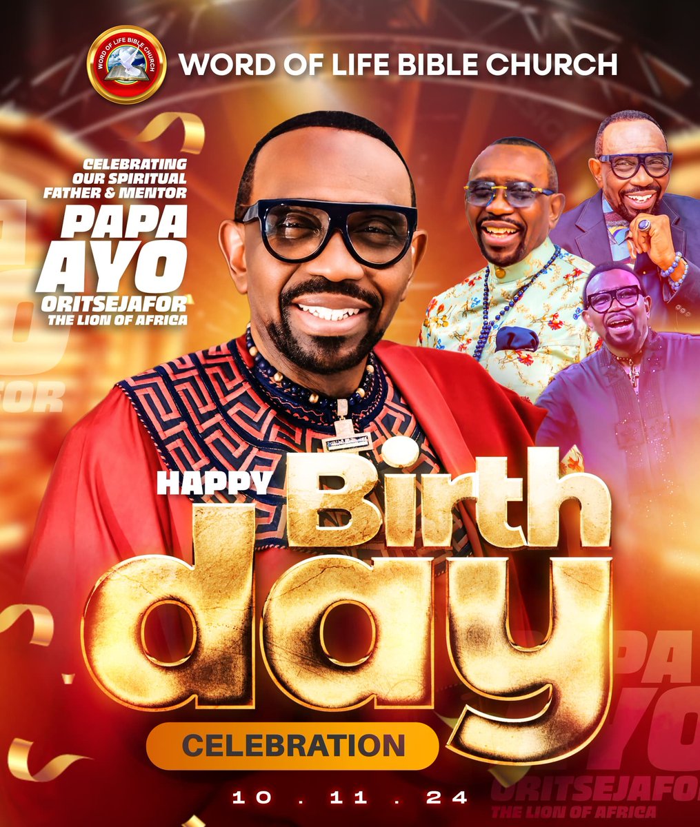Happy Birthday to our Presiding Pastor, Papa Ayo Oritsejafor! We praise God for His faithfulness and goodness in your life. 

May this special day mark the beginning of another year filled with amazing grace only God can give.

We love You Papa!

#PapaAyo
#Birthday
#JWF2024